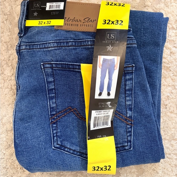 Urban Star Men's Slim Fit Jeans - Classic Blue - Picture 2 of 7